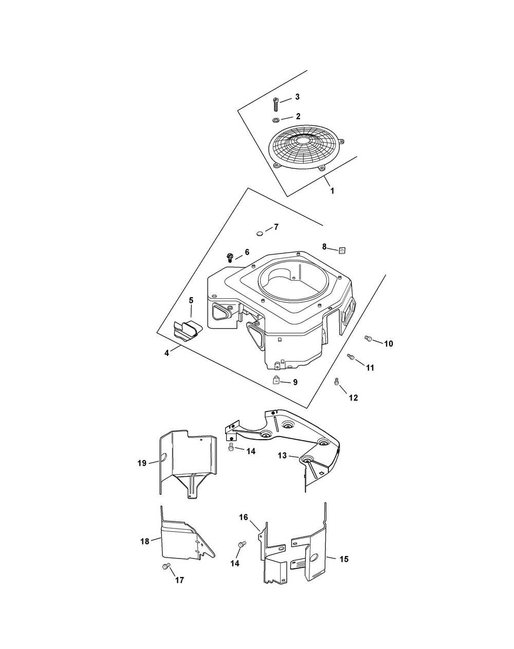 Kohler Cv730-3130 Blower Housing And Baffles Diagram and Parts List for L48-KH (53AH8CTB050-25HP)(2011) Cub Cadet Lawn Tractor